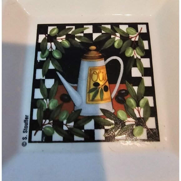 S. Stouffer Set Of 4 Square Decorative Coasters Fruit Kitchen Themed Home Decor - Picture 7 of 9